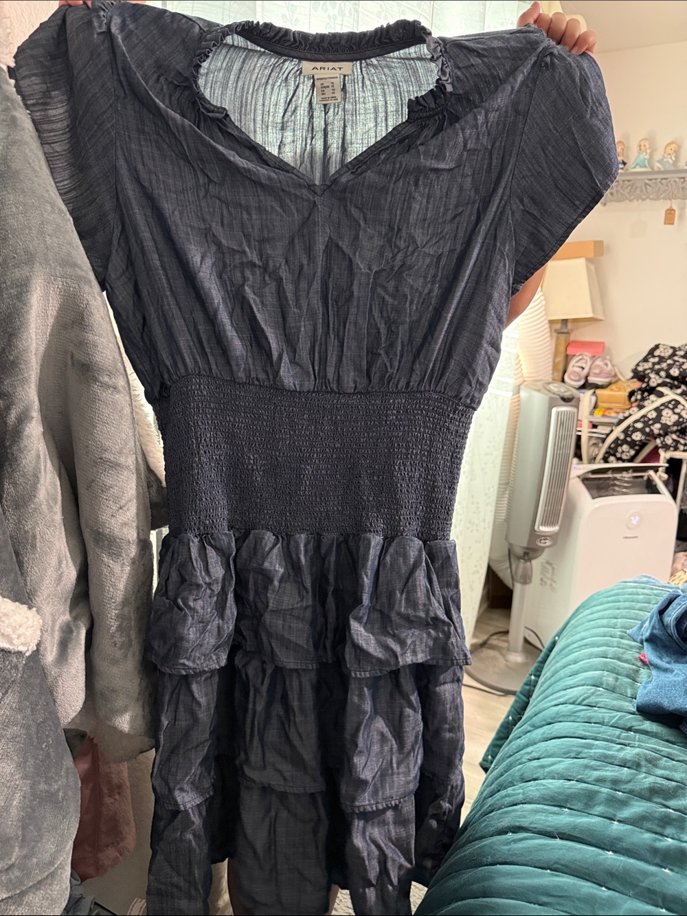Ariat Dark blue Smocked Waist Tiered Midi Dress